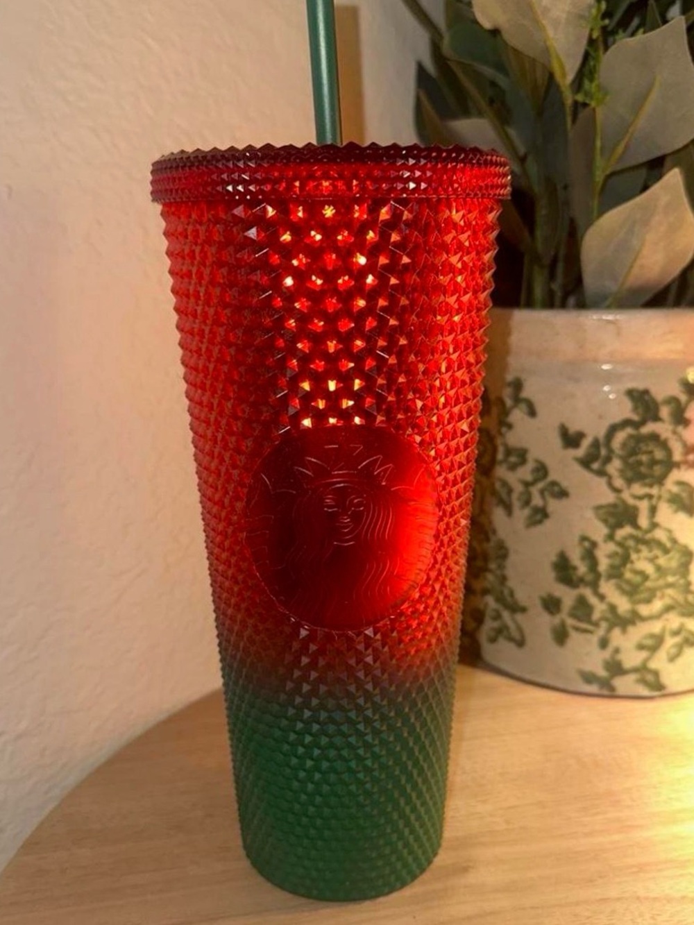 Disney World 2022 Mickey Mouse Starbucks Red to Green Studded Ombre Tumbler